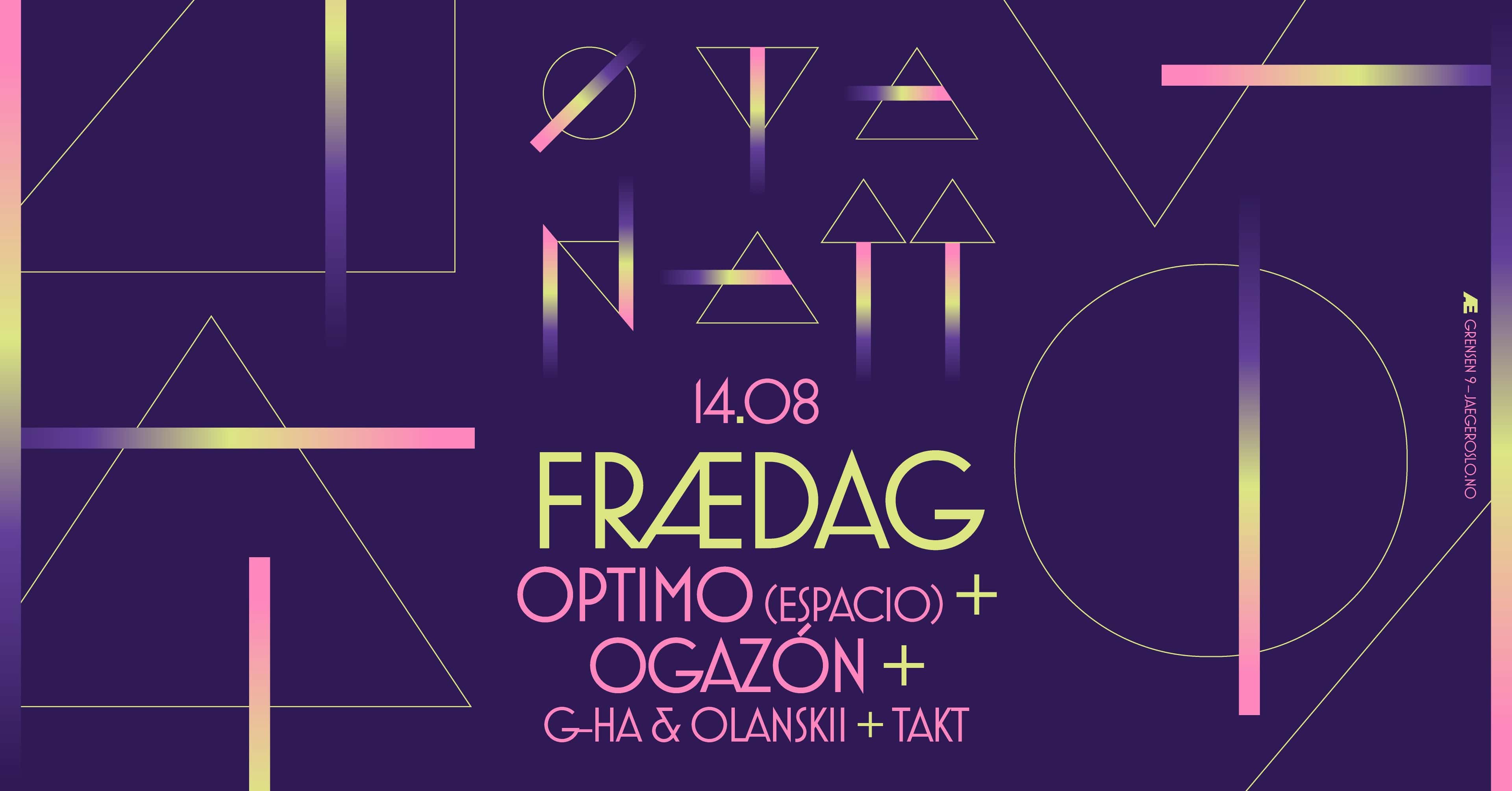 Plakat for klubbkonseptet Frædag under Øyanatt på Jaeger